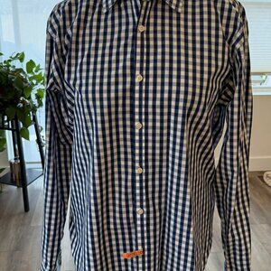 Jeremy Argyle NYC Mens XL Dress Shirt 100% Cotton Blue Checkered Casual